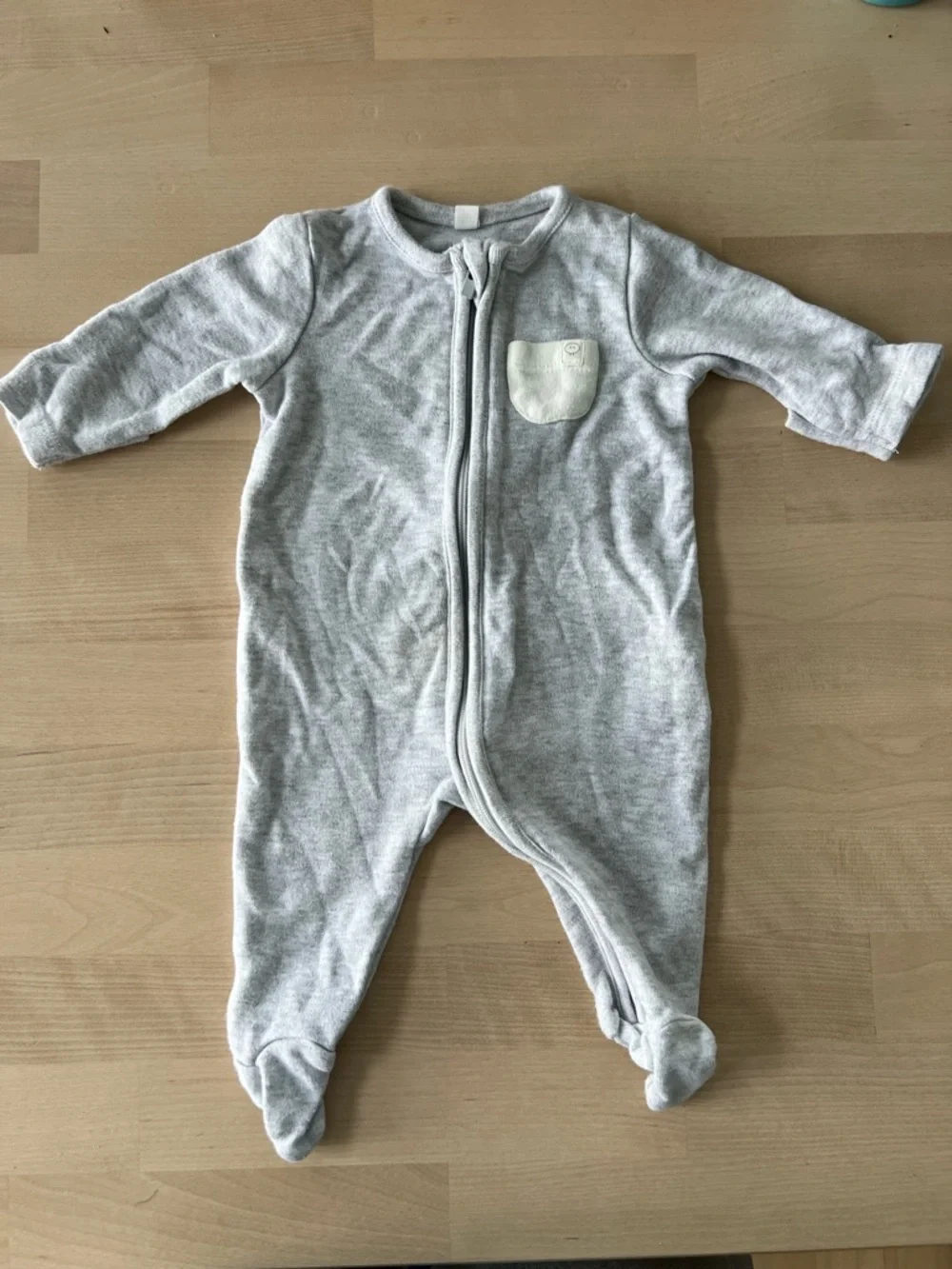 Mori Newborn Baby Onesie Organic Cotton Zipper Gray with White Accents